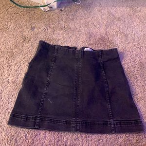 All black denim skirt
